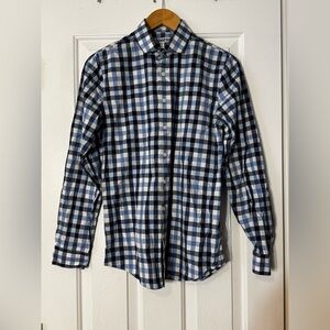 Express Men’s Blue Checkered Button-Down Slim Fit – Size Small